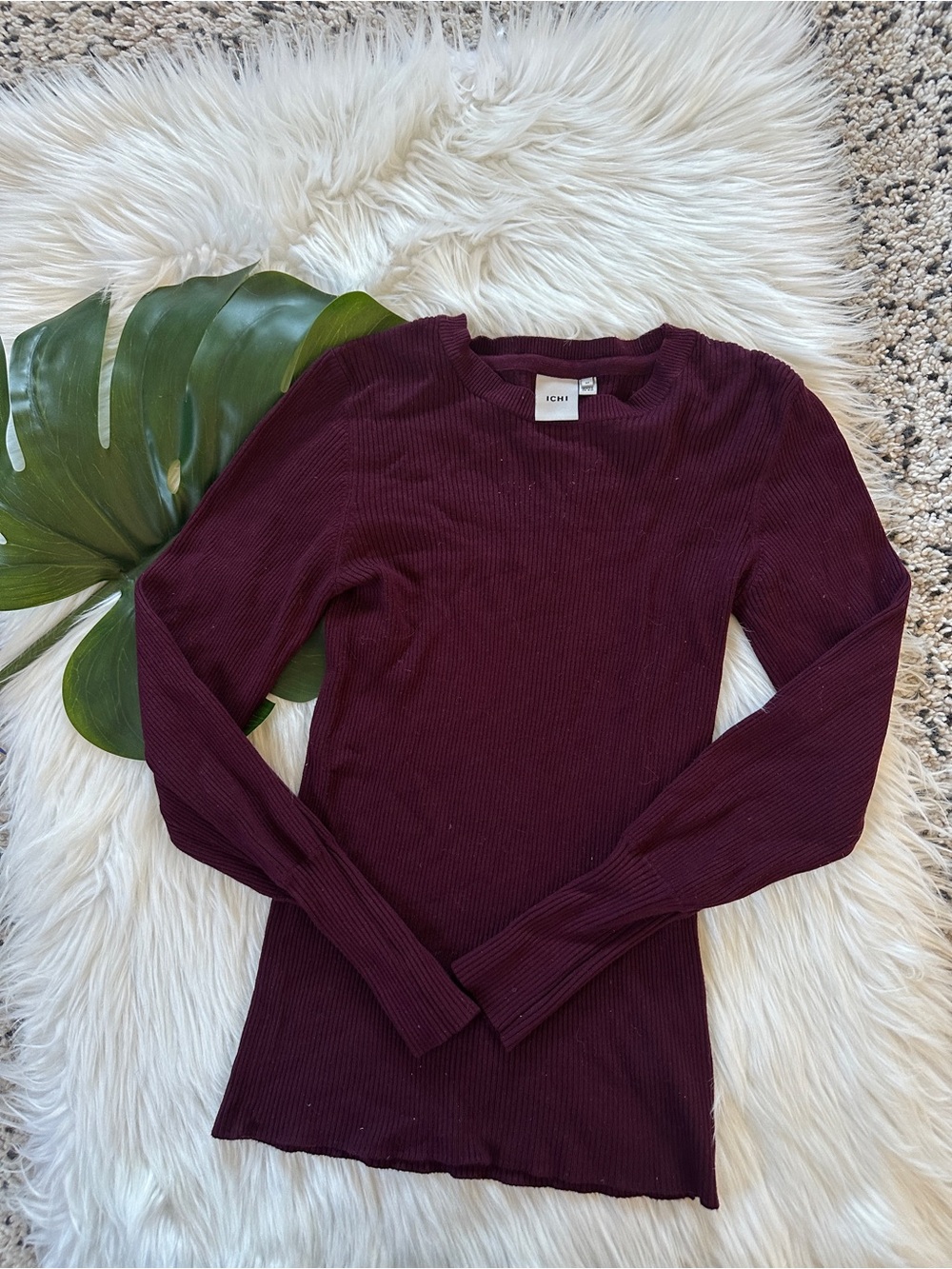 ICHI Women's Ribbed Long-Sleeve